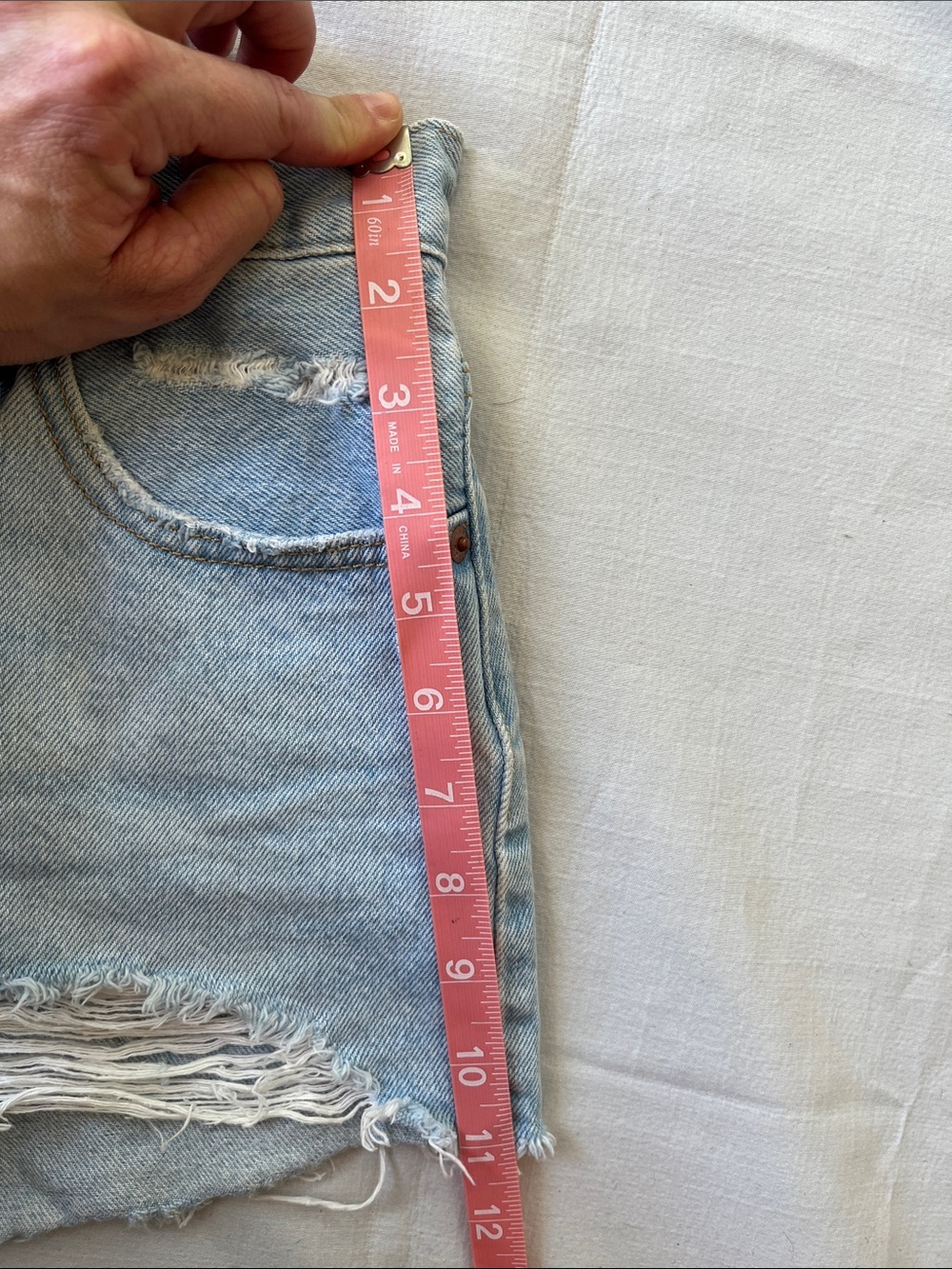 Levi's Light Blue Distressed Cutoff Denim Shorts - Picture 6 of 7